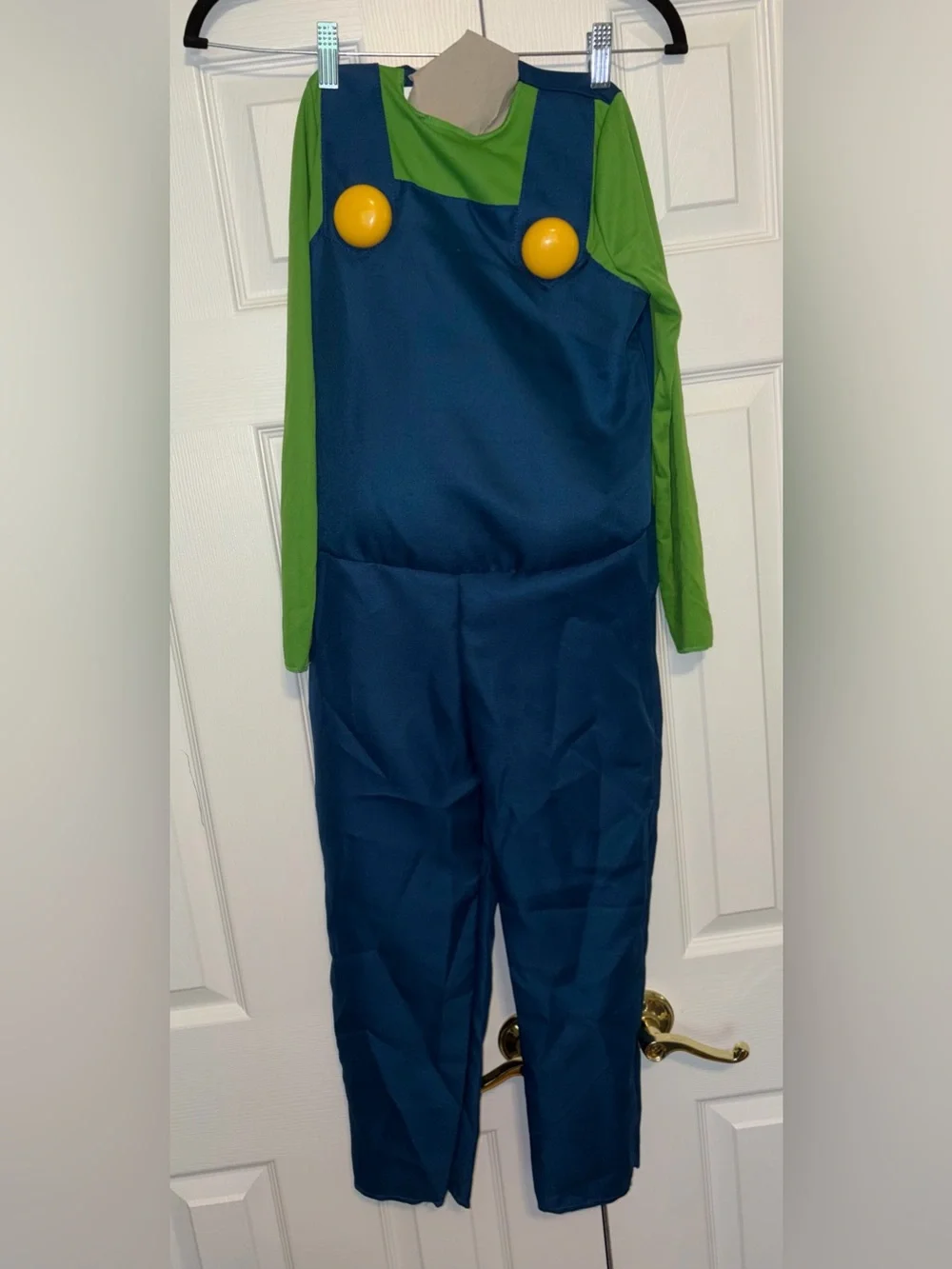 Super Mario Luigi Costume Blue/Green Hat & Gloves Boys M (7-8) 10773K